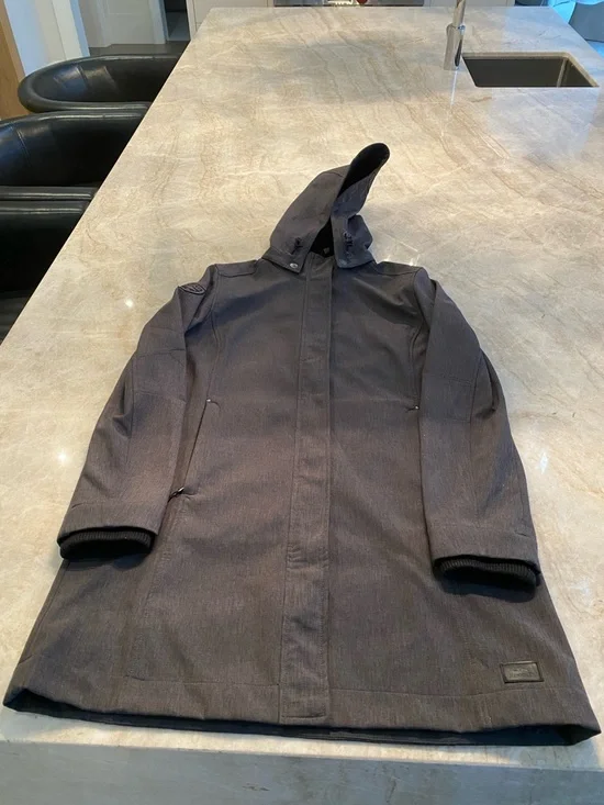 Roots Charcoal Hooded Coat Womens Size Large. (Retail $325) - Picture 3 of 10